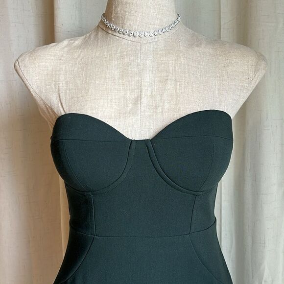 Lulu’s Dark Green For Infinity Corset Bodycon Strapless Gown - Picture 3 of 7